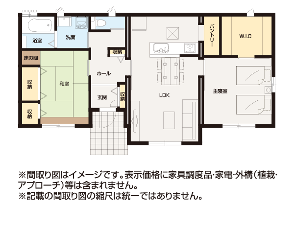 セキスイハイムの平屋　モデルプラン間取図